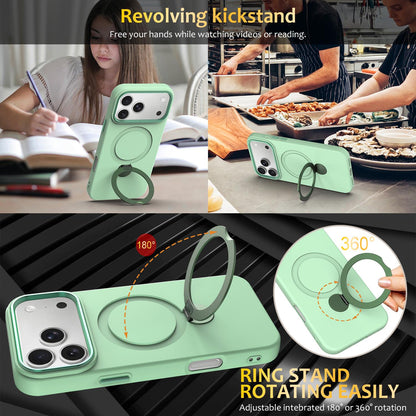For iPhone 18 Pro Max Gen1.5 Pivot Ring Holder TPU Hybrid PC Phone Case(Green)