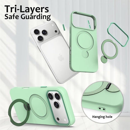 For iPhone 18 Pro Max Gen1.5 Pivot Ring Holder TPU Hybrid PC Phone Case(Green)