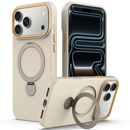 For iPhone 18 Pro Max Gen1.5 Pivot Ring Holder TPU Hybrid PC Phone Case(Apricot)