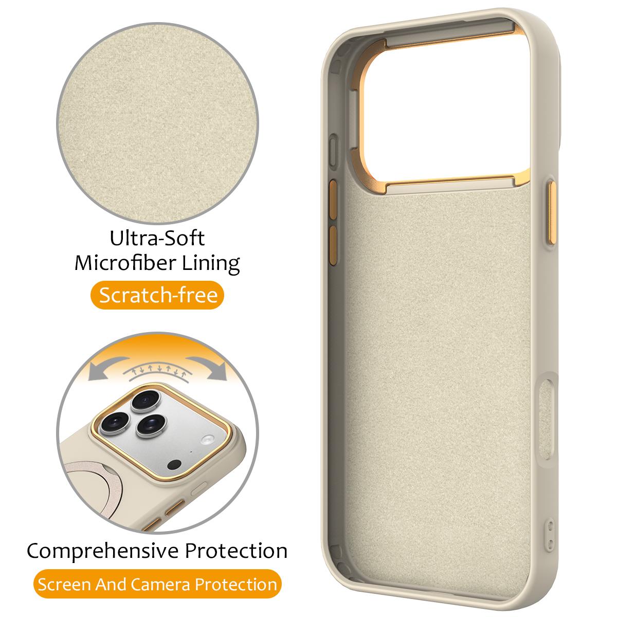 For iPhone 18 Pro Max Gen1.5 Pivot Ring Holder TPU Hybrid PC Phone Case(Apricot)