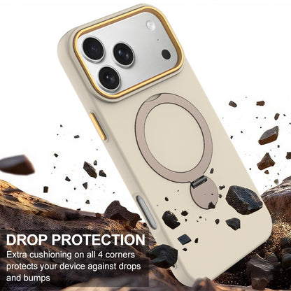 For iPhone 18 Pro Max Gen1.5 Pivot Ring Holder TPU Hybrid PC Phone Case(Apricot)