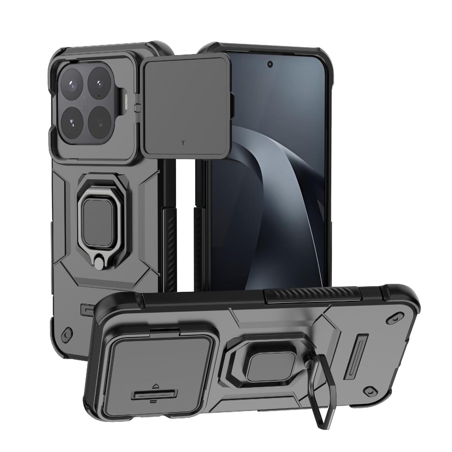 For Xiaomi 17T Pro 5G Sliding Camshield TPU + PC Shockproof Phone Case with Holder(Black)