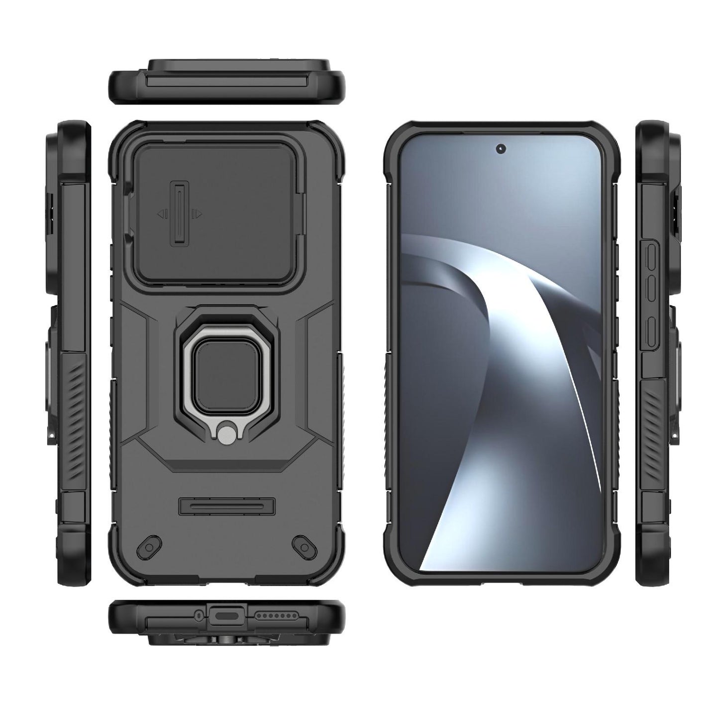 For Xiaomi 17T Pro 5G Sliding Camshield TPU + PC Shockproof Phone Case with Holder(Black)