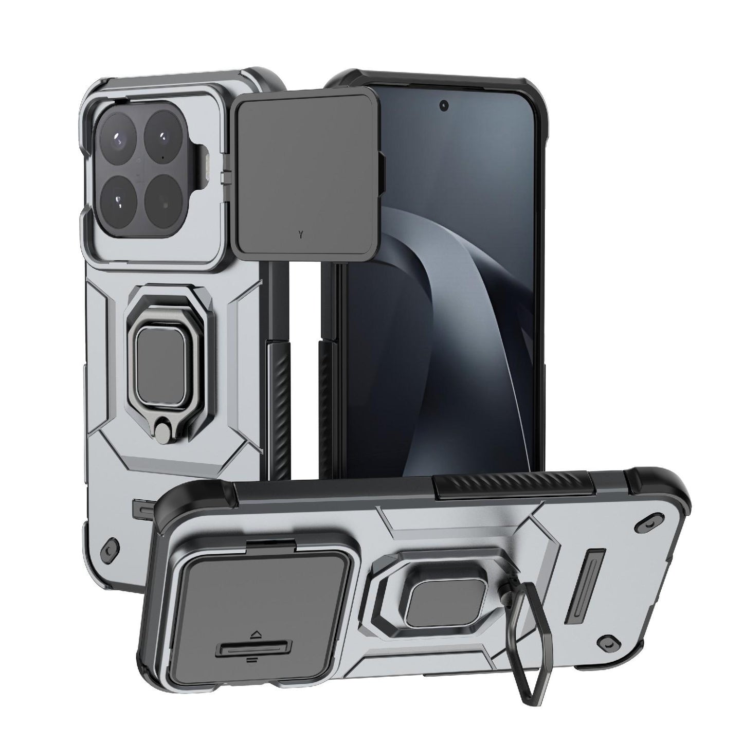 For Xiaomi 17T Pro 5G Sliding Camshield TPU + PC Shockproof Phone Case with Holder(Grey)