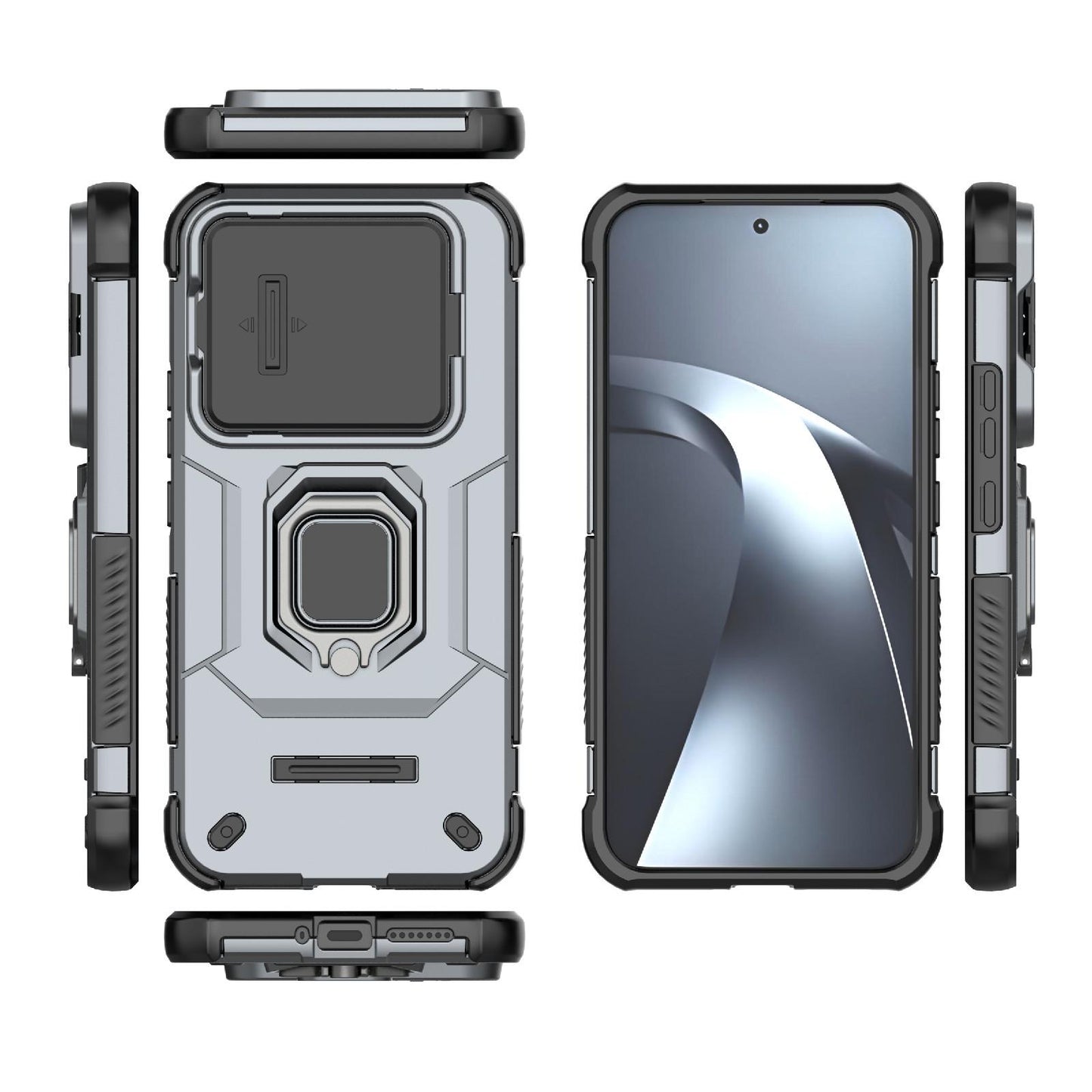 For Xiaomi 17T Pro 5G Sliding Camshield TPU + PC Shockproof Phone Case with Holder(Grey)