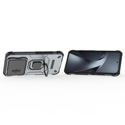 For Xiaomi 17T Pro 5G Sliding Camshield TPU + PC Shockproof Phone Case with Holder(Grey)