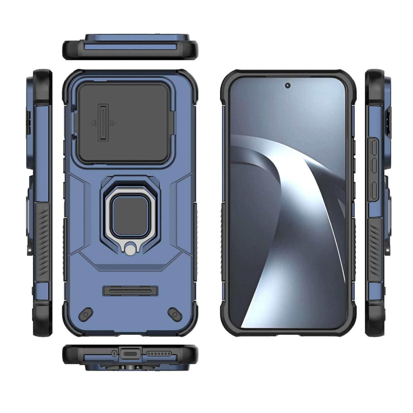 For Xiaomi 17T Pro 5G Sliding Camshield TPU + PC Shockproof Phone Case with Holder(Blue)
