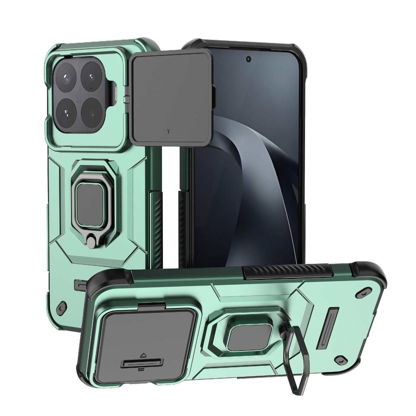 For Xiaomi 17T Pro 5G Sliding Camshield TPU + PC Shockproof Phone Case with Holder(Green)