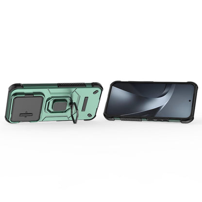 For Xiaomi 17T Pro 5G Sliding Camshield TPU + PC Shockproof Phone Case with Holder(Green)