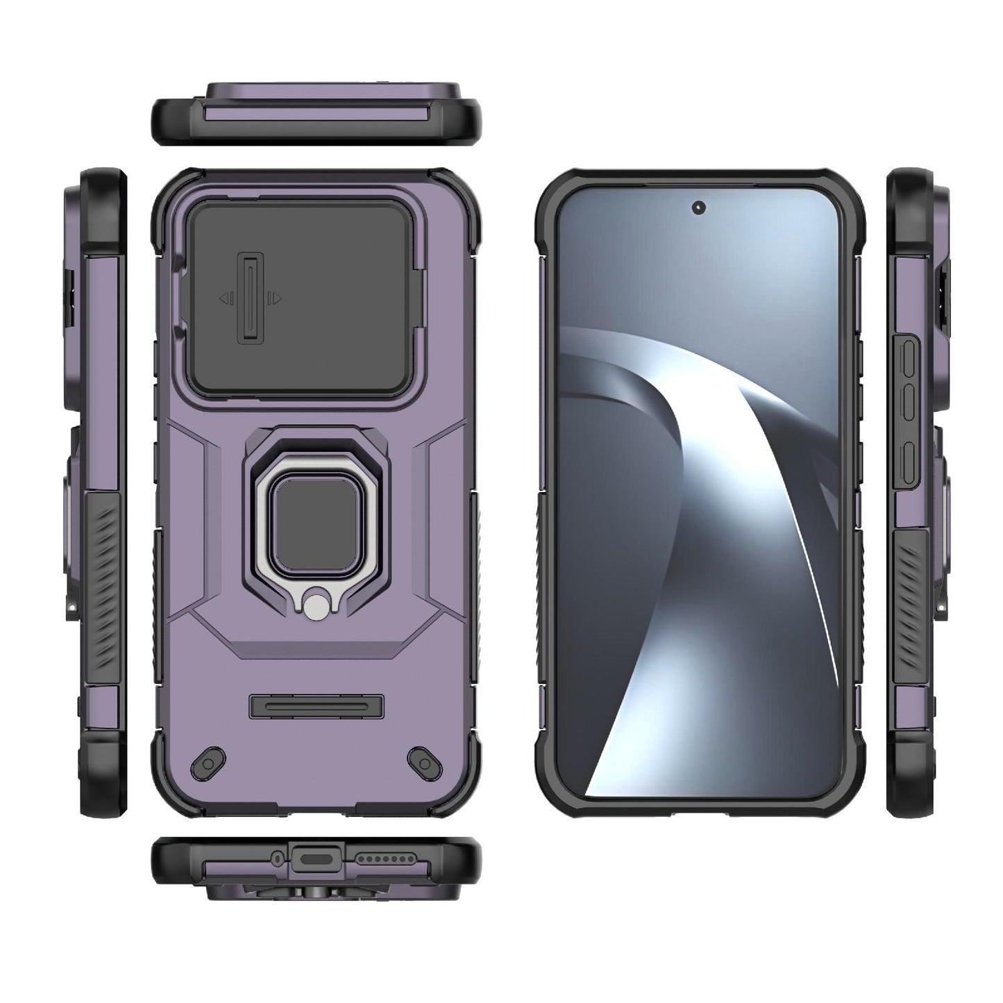 For Xiaomi 17T Pro 5G Sliding Camshield TPU + PC Shockproof Phone Case with Holder(Purple)