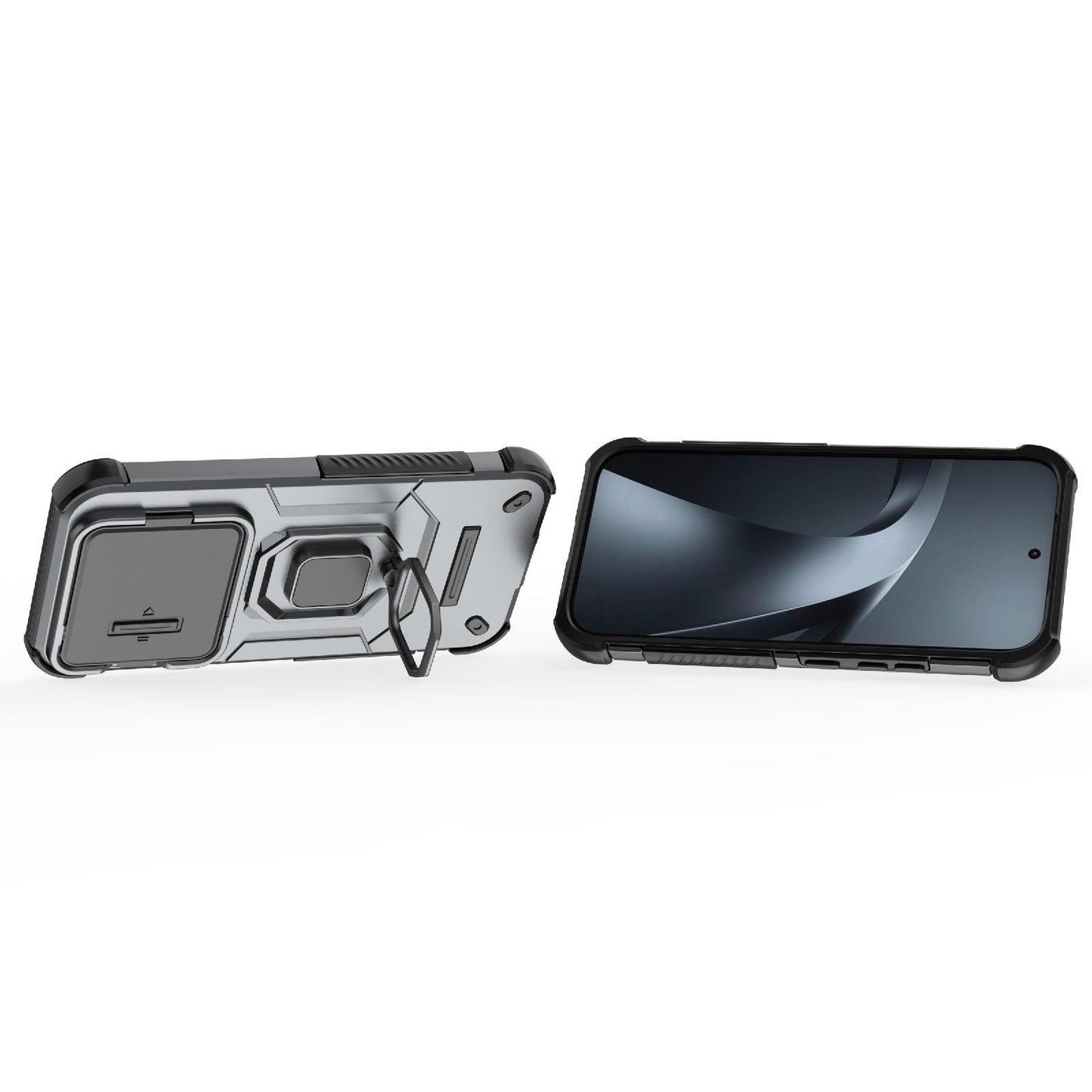 For Xiaomi 17T 5G Sliding Camshield TPU + PC Shockproof Phone Case with Holder(Grey)