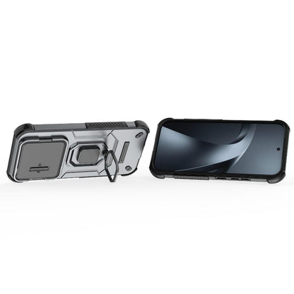 For Xiaomi 17T 5G Sliding Camshield TPU + PC Shockproof Phone Case with Holder(Grey)