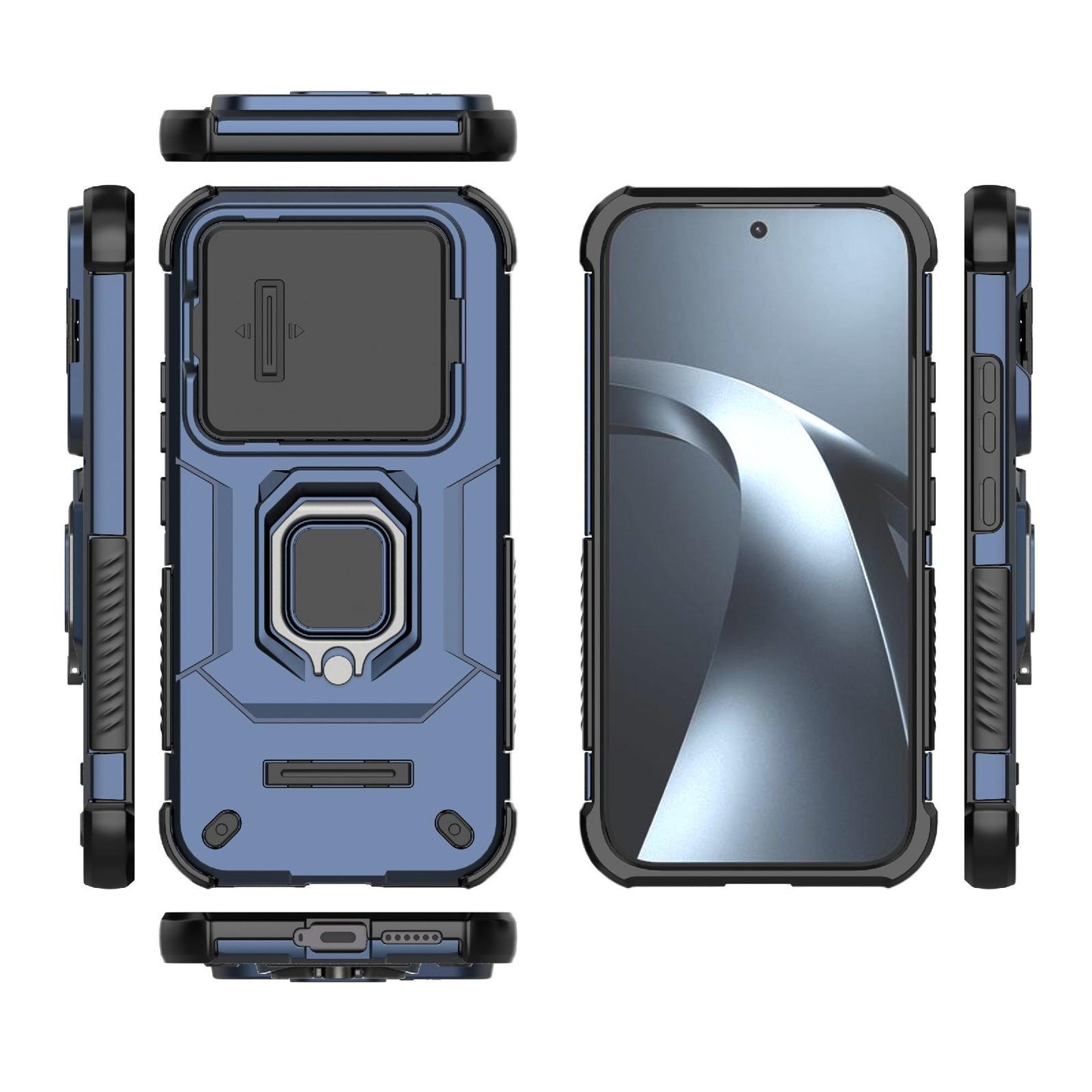 For Xiaomi 17T 5G Sliding Camshield TPU + PC Shockproof Phone Case with Holder(Blue)