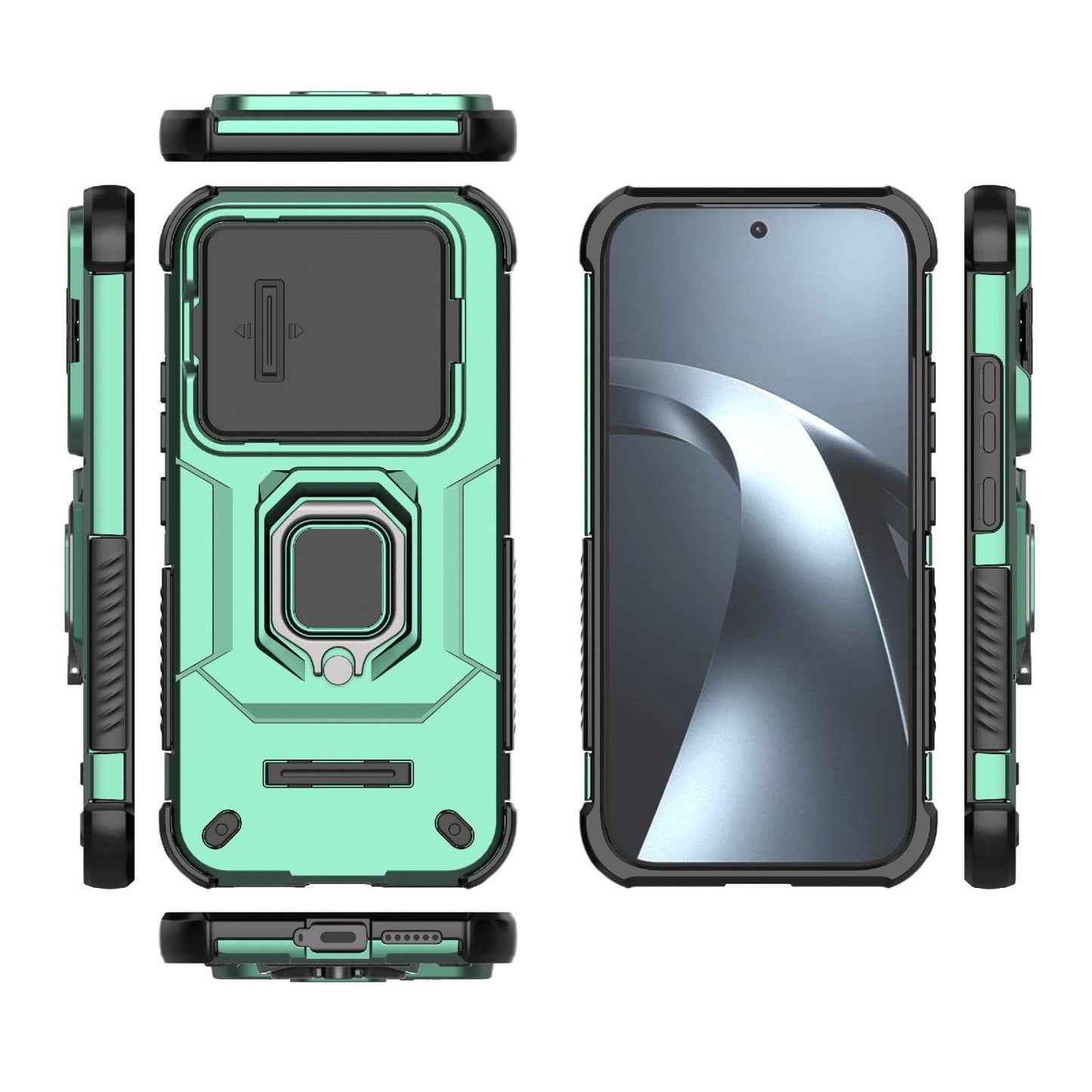 For Xiaomi 17T 5G Sliding Camshield TPU + PC Shockproof Phone Case with Holder(Green)