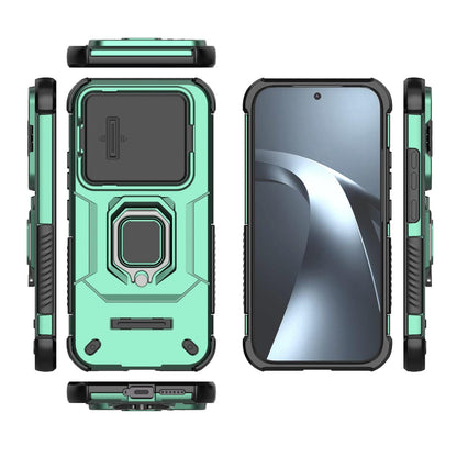 For Xiaomi 17T 5G Sliding Camshield TPU + PC Shockproof Phone Case with Holder(Green)