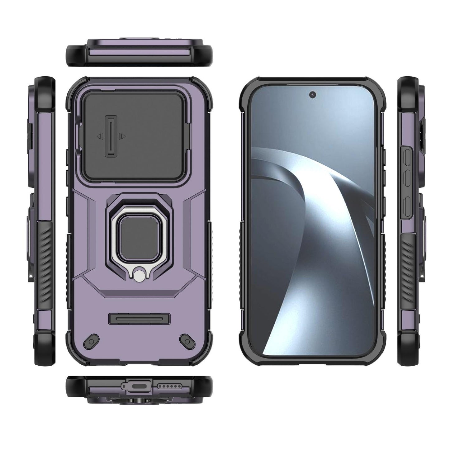 For Xiaomi 17T 5G Sliding Camshield TPU + PC Shockproof Phone Case with Holder(Purple)