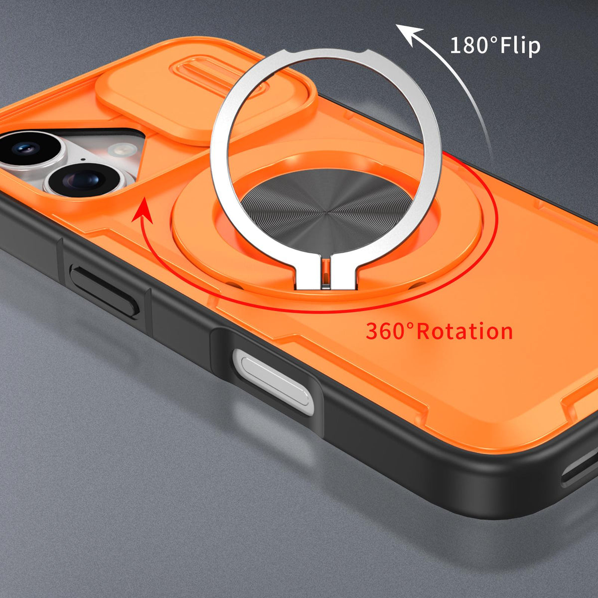 For iPhone 17 Camshield Rotation Holder MagSafe Phone Case - Orange - EDA008813118A