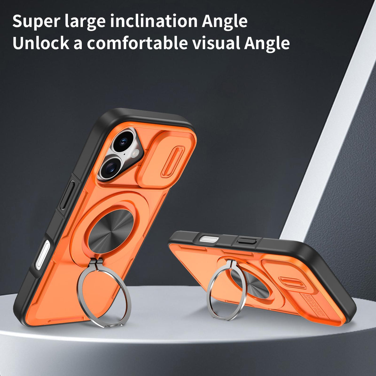 For iPhone 17 Camshield Rotation Holder MagSafe Phone Case - Orange - EDA008813118A
