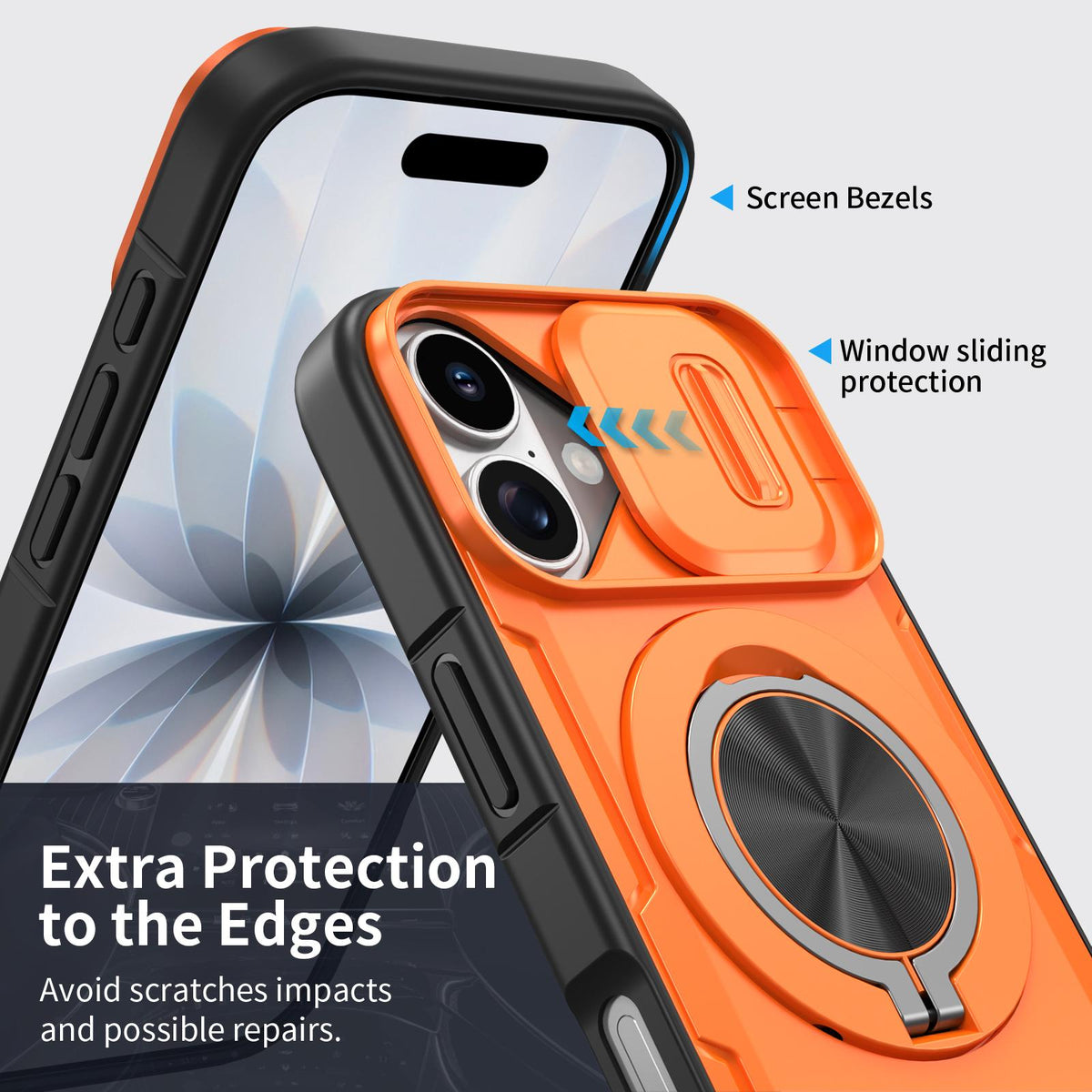 For iPhone 17 Camshield Rotation Holder MagSafe Phone Case - Orange - EDA008813118A