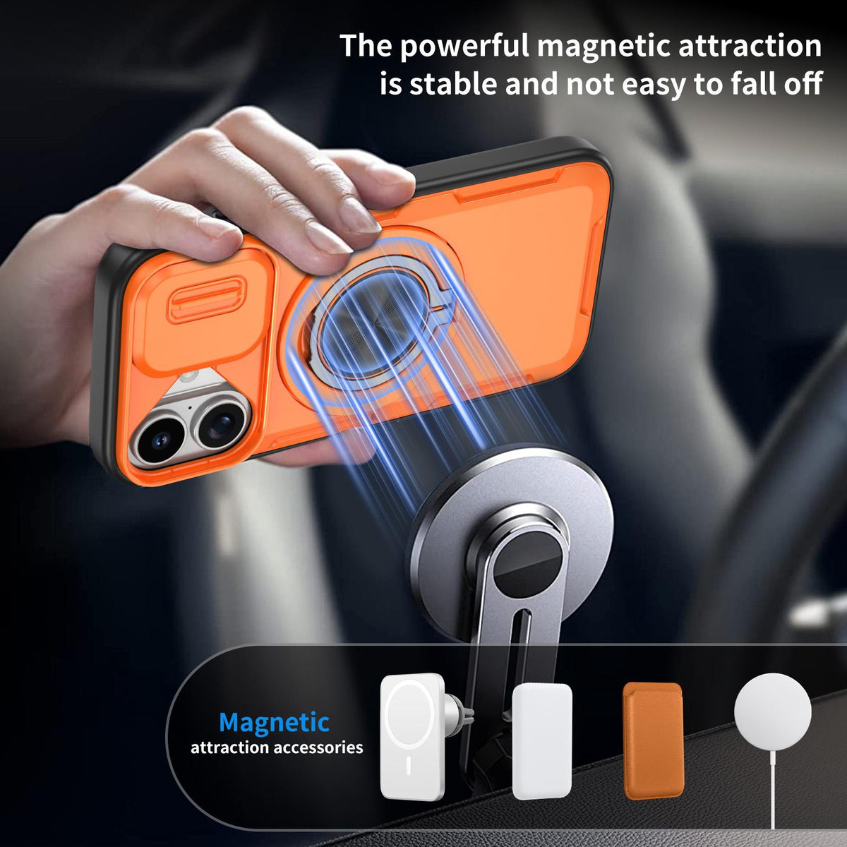 For iPhone 17 Camshield Rotation Holder MagSafe Phone Case - Orange - EDA008813118A