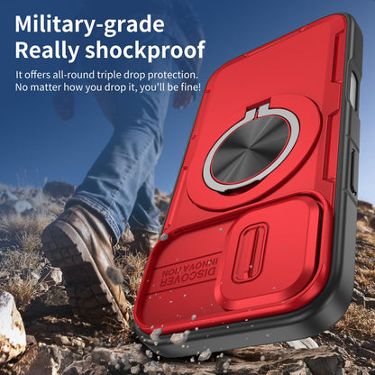 For iPhone 17 Camshield Rotation Holder MagSafe Phone Case - Red - EDA008813118C