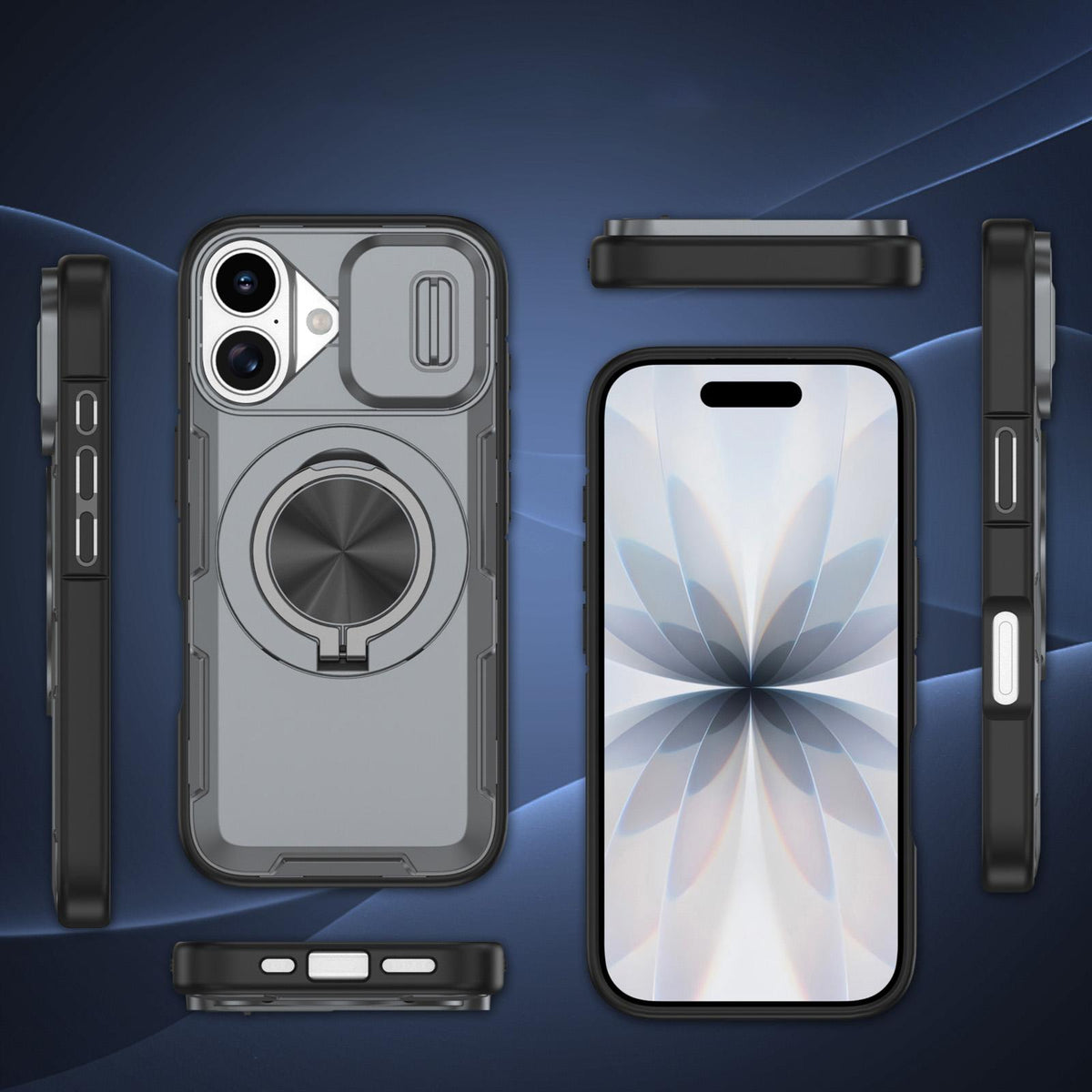 For iPhone 17 Camshield Rotation Holder MagSafe Phone Case - Grey - EDA008813118D
