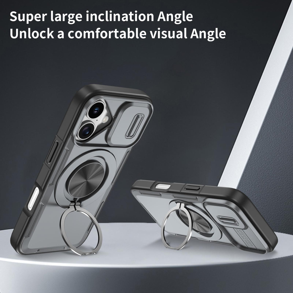 For iPhone 17 Camshield Rotation Holder MagSafe Phone Case - Grey - EDA008813118D