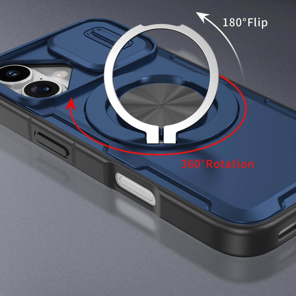 For iPhone 17 Camshield Rotation Holder MagSafe Phone Case - Blue - EDA008813118E
