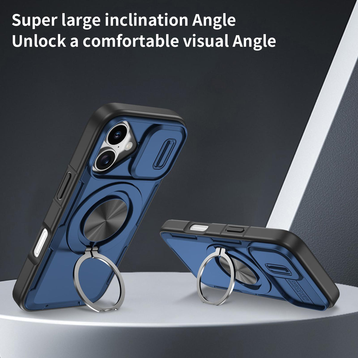 For iPhone 17 Camshield Rotation Holder MagSafe Phone Case - Blue - EDA008813118E