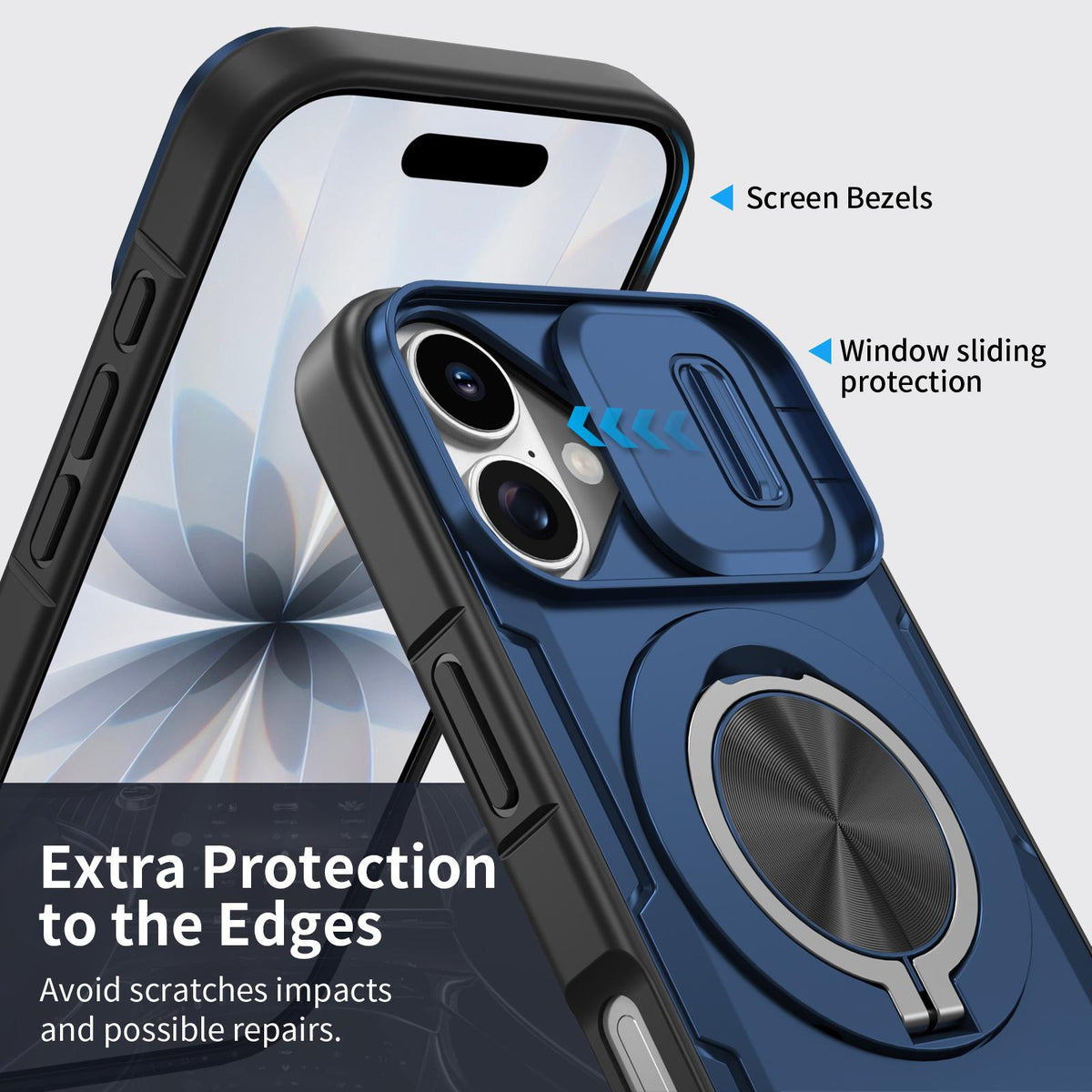 For iPhone 17 Camshield Rotation Holder MagSafe Phone Case - Blue - EDA008813118E