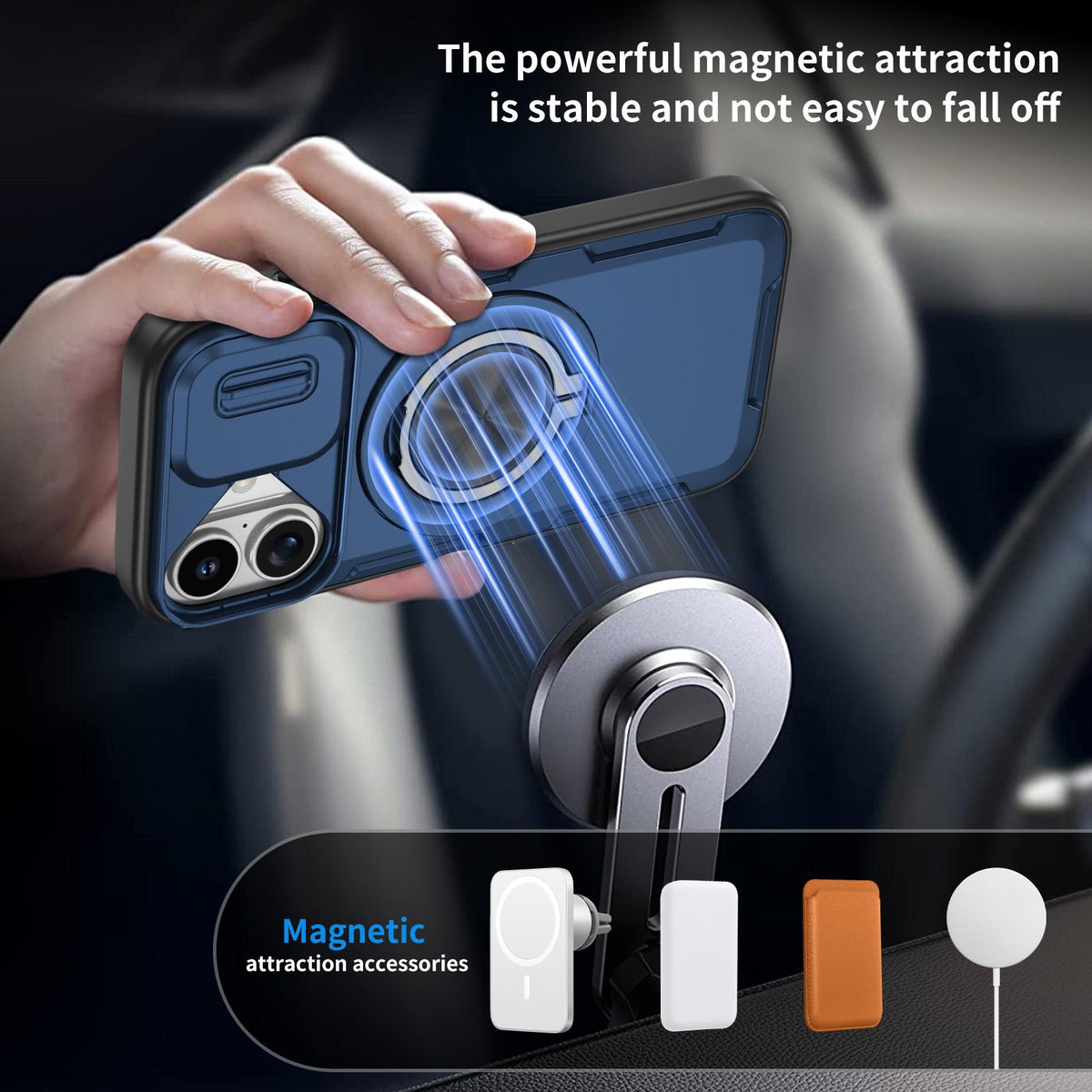 For iPhone 17 Camshield Rotation Holder MagSafe Phone Case - Blue - EDA008813118E