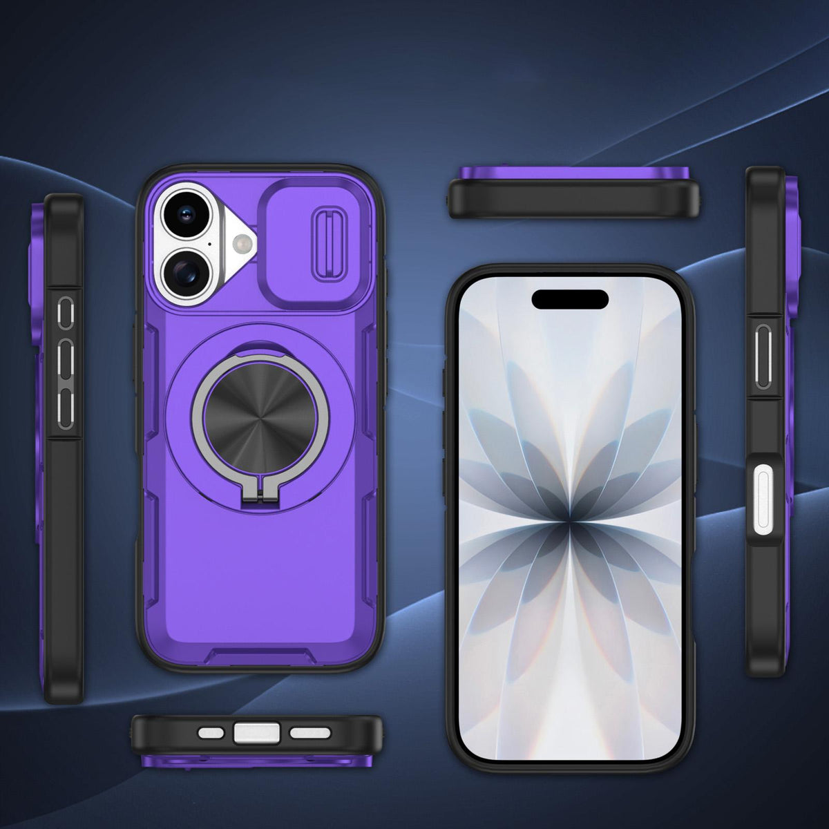 For iPhone 17 Camshield Rotation Holder MagSafe Phone Case - Purple - EDA008813118F