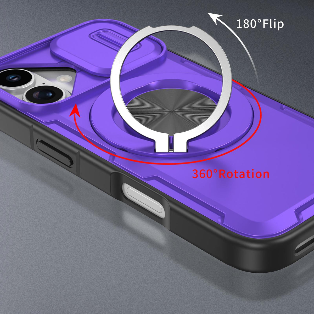 For iPhone 17 Camshield Rotation Holder MagSafe Phone Case - Purple - EDA008813118F