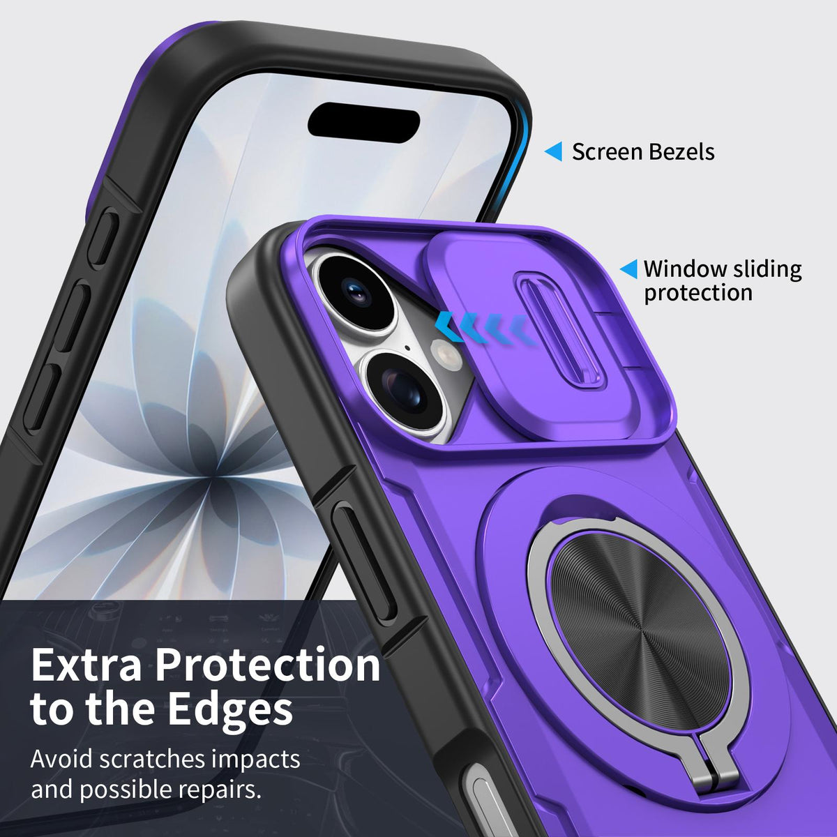 For iPhone 17 Camshield Rotation Holder MagSafe Phone Case - Purple - EDA008813118F