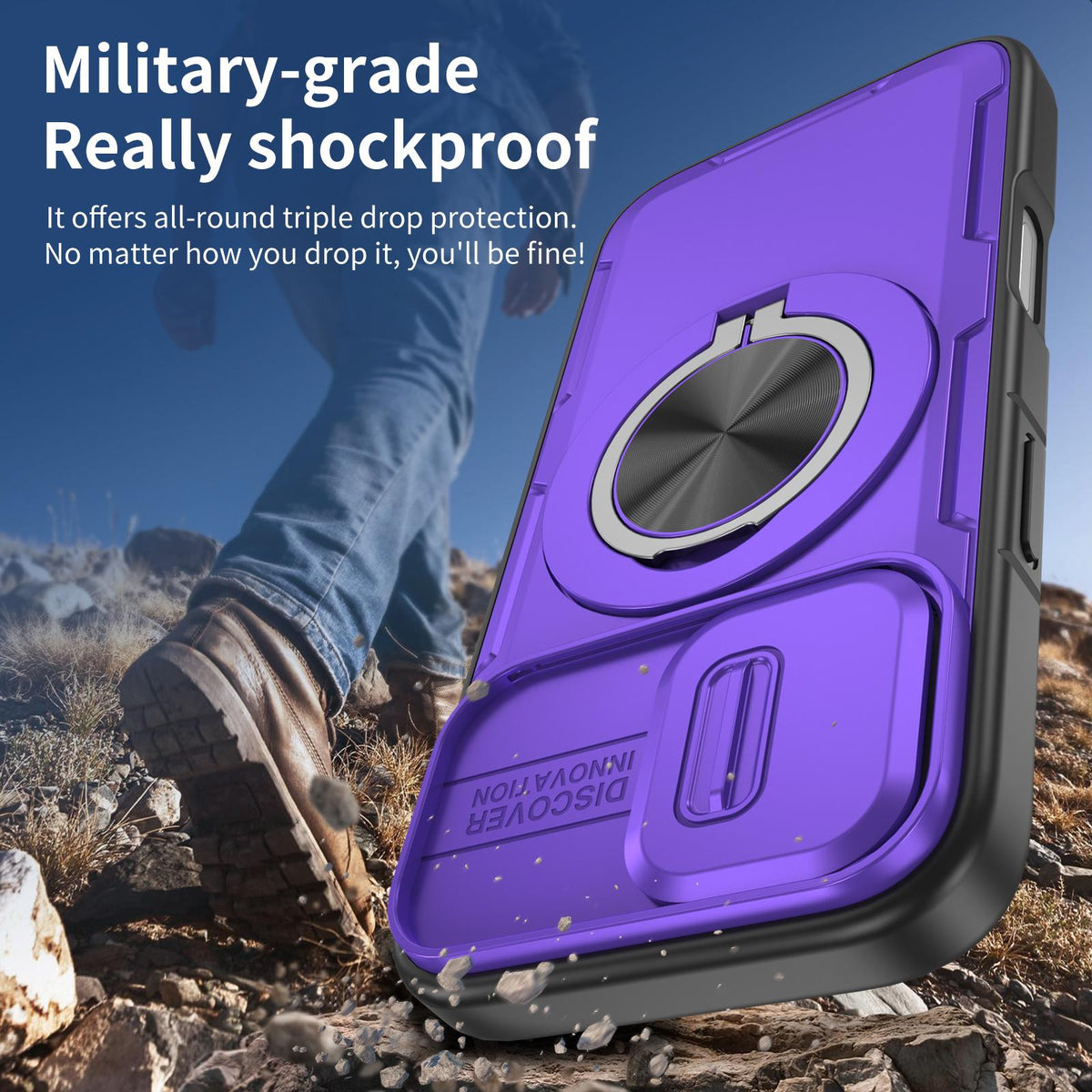 For iPhone 17 Camshield Rotation Holder MagSafe Phone Case - Purple - EDA008813118F