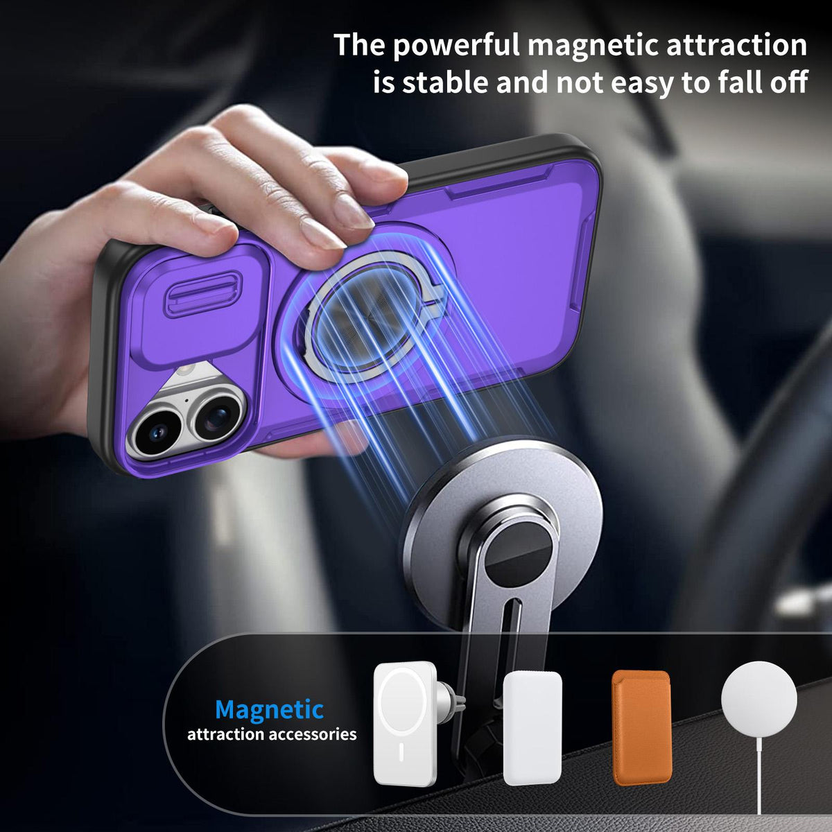 For iPhone 17 Camshield Rotation Holder MagSafe Phone Case - Purple - EDA008813118F