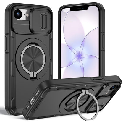 For iPhone 17e / 16e Camshield Rotation Holder MagSafe Phone Case - Black - EDA008813119B
