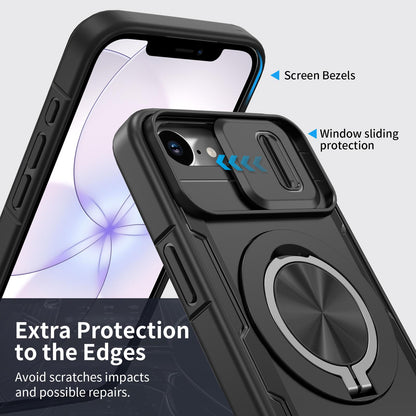 For iPhone 17e / 16e Camshield Rotation Holder MagSafe Phone Case - Black - EDA008813119B