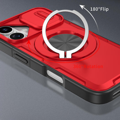 For iPhone 17e / 16e Camshield Rotation Holder MagSafe Phone Case - Red - EDA008813119C
