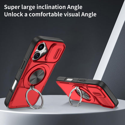 For iPhone 17e / 16e Camshield Rotation Holder MagSafe Phone Case - Red - EDA008813119C