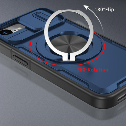 For iPhone 17e / 16e Camshield Rotation Holder MagSafe Phone Case - Blue - EDA008813119E