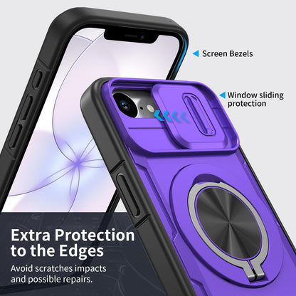 For iPhone 17e / 16e Camshield Rotation Holder MagSafe Phone Case - Purple - EDA008813119F