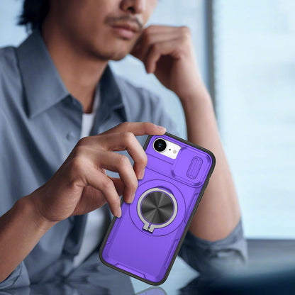 For iPhone 17e / 16e Camshield Rotation Holder MagSafe Phone Case - Purple - EDA008813119F
