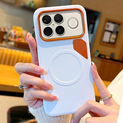 For Redmi K90 Pro Max / Poco F8 Ultra PC + TPU + Leather Cooling Holes MagSafe Phone Case(White)