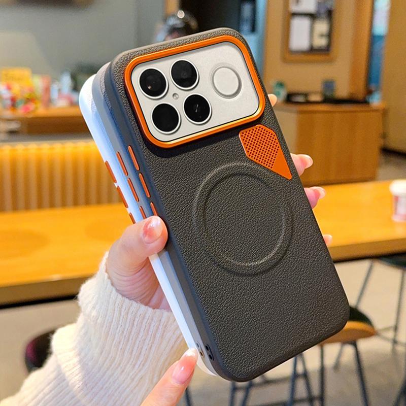 For Redmi K90 Pro Max / Poco F8 Ultra PC + TPU + Leather Cooling Holes MagSafe Phone Case(Black)