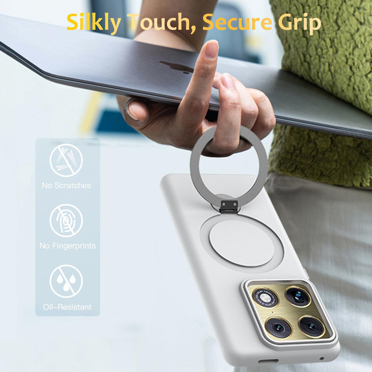 For Motorola Edge 70 Ultra / Signature 5G Gen1.5 Pivot Ring Holder TPU Hybrid PC Phone Case - White - EDA008829223A
