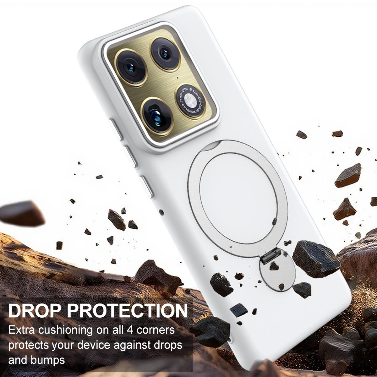 For Motorola Edge 70 Ultra / Signature 5G Gen1.5 Pivot Ring Holder TPU Hybrid PC Phone Case - White - EDA008829223A