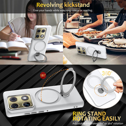 For Motorola Edge 70 Ultra / Signature 5G Gen1.5 Pivot Ring Holder TPU Hybrid PC Phone Case - White - EDA008829223A