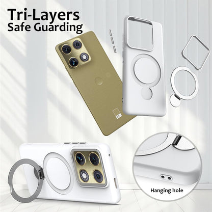 For Motorola Edge 70 Ultra / Signature 5G Gen1.5 Pivot Ring Holder TPU Hybrid PC Phone Case - White - EDA008829223A