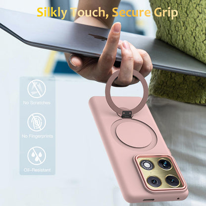 For Motorola Edge 70 Ultra / Signature 5G Gen1.5 Pivot Ring Holder TPU Hybrid PC Phone Case - Pink - EDA008829223B